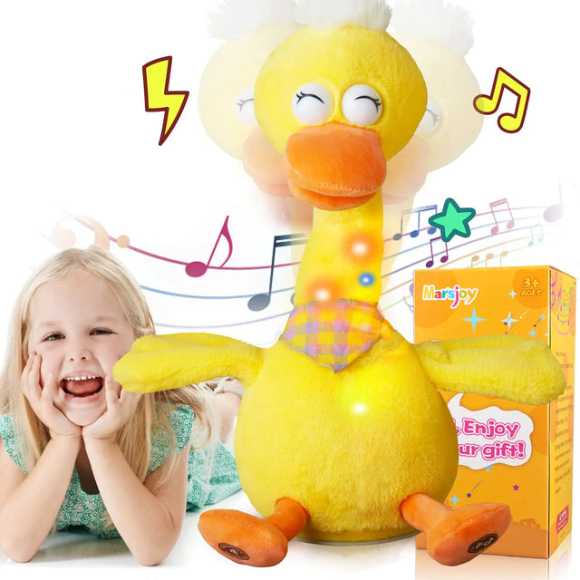 13" Talking Dancing Duck Repeating What You Say Mimicking Recording Plush Baby Toy Musical English Song Singing Talking Glowing Animated Twisting Gift of Lighting Up Toy for Boy Kid