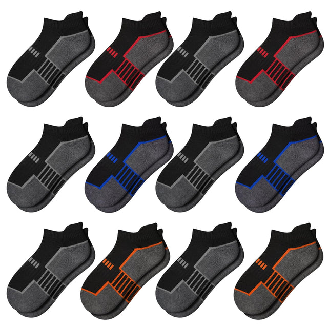 Comfoex 12 Pairs Boys Socks Ankle Low Cut Socks Athletic Half