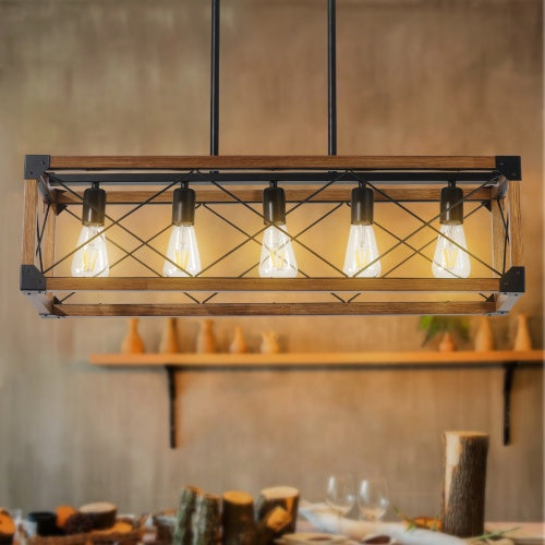 5 Lights Vintage Farmhouse Chandelier For Kitchen, Living Room