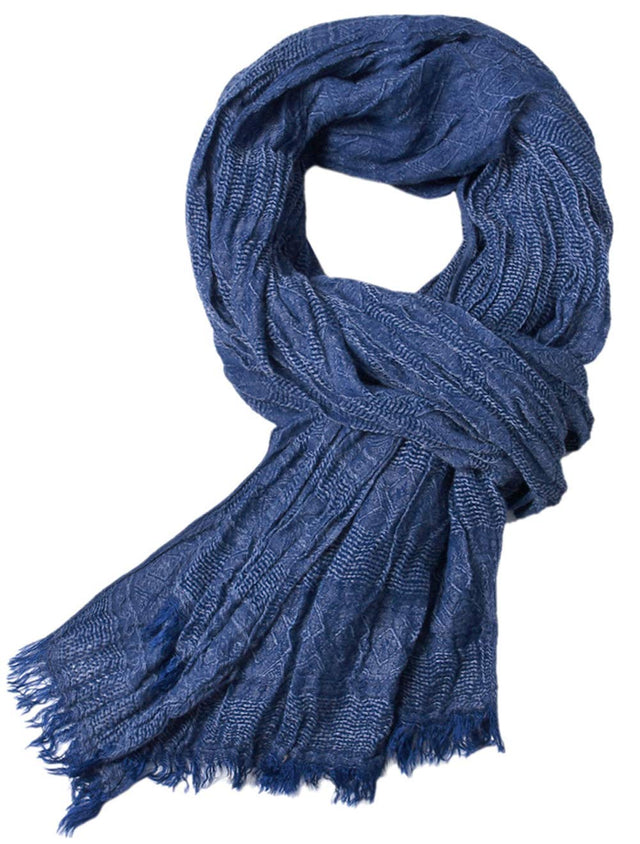 Runtlly Mens Soft Lightweight Scarves Warm Crinkle Fashion Warm Autumn Winter Scarf Navy