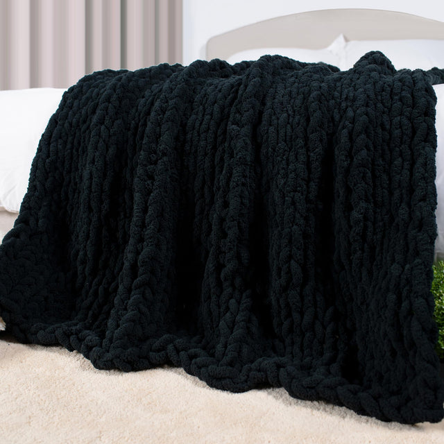 Carriediosa Chunky Knit Throw Blanket 50" X 60" 100% Hand Made Large