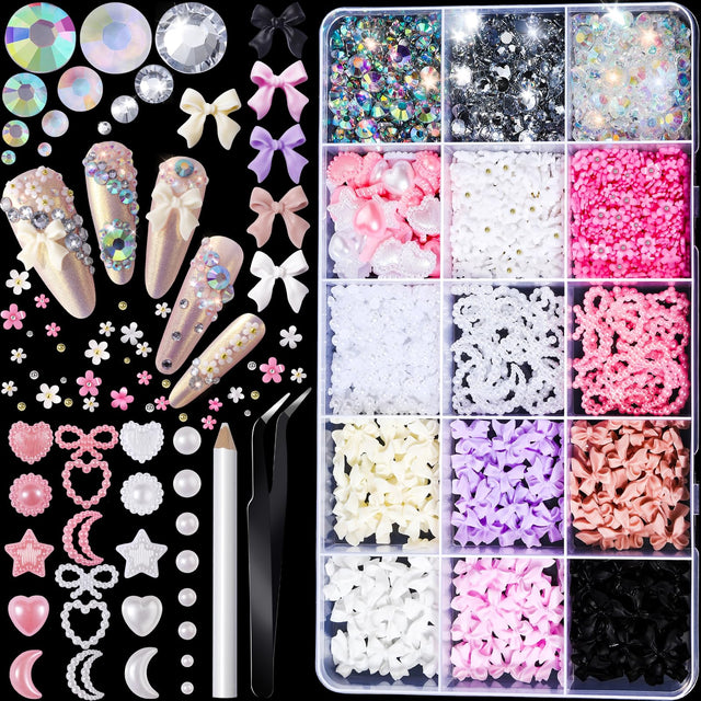 FANDAMEI Nail Art Kit Nail Charms and Gems Nail Art Charms Nail