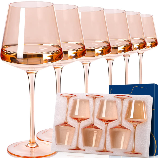 Cyrelwing Light Pink Wine Glasses Set of 618oz Blush Pink