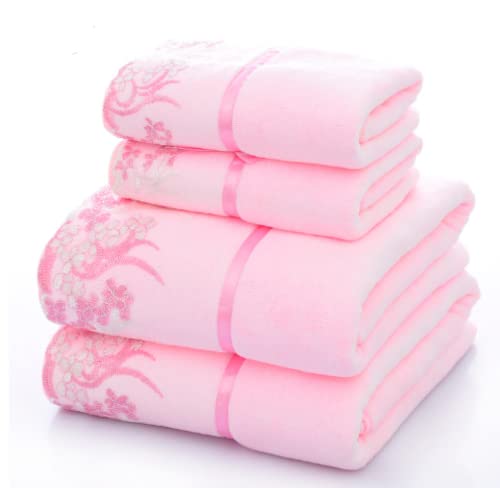 Abeigoi Pink Lace Bath Towels Velet Ultra Soft & Absorbent Bath Towel