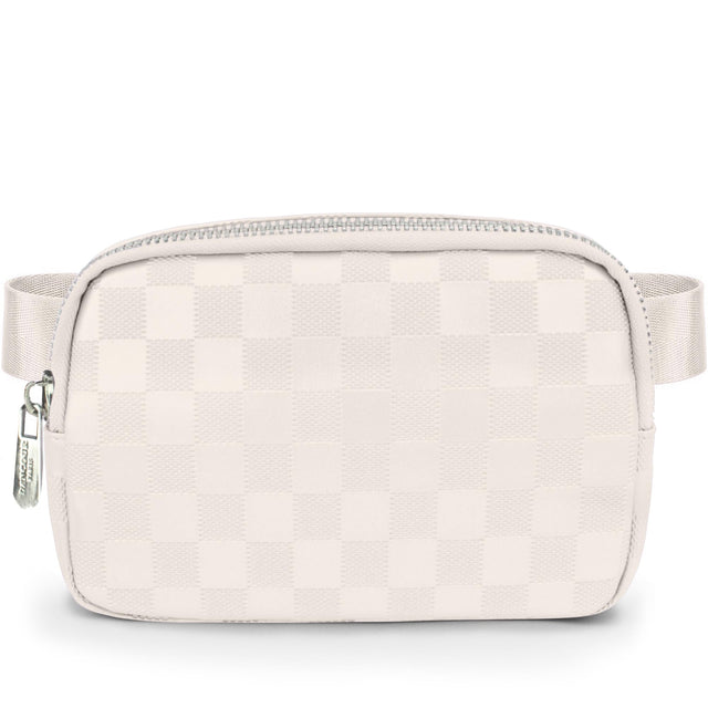 DANCOUR Checkered Belt Bag Cross Body Bag Fanny Pack Leather Fanny Pack Crossbody Fanny Packs For Women Crossbody Bags for Women Waist Bag Crossbody Fanny Pack For Women Off White Fanny Pack