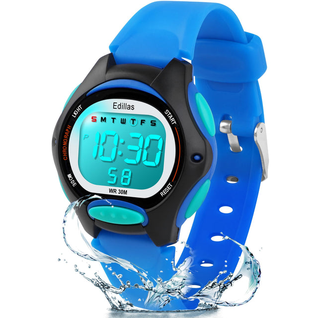 Edillas Kids Watches Digital Girls Boys7 Colors Waterproof Wrist