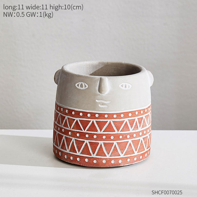 Nordic Modern Cartoon Cement Planter for Balcony Decor