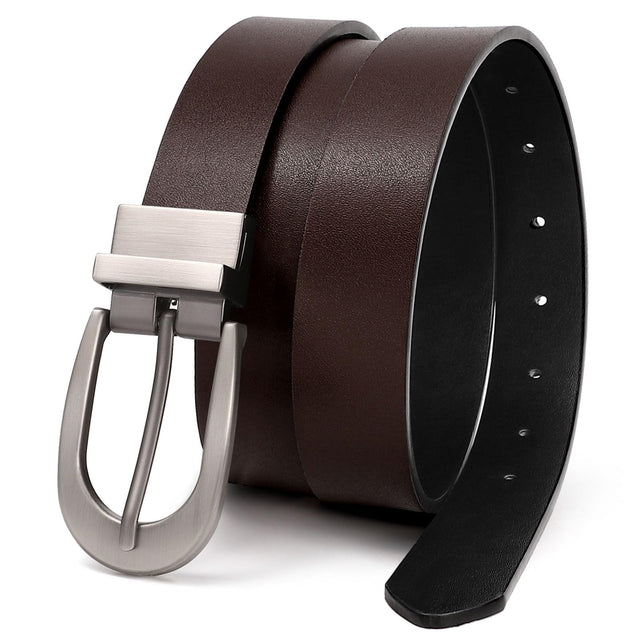 XZQTIVE Reversible Leather Belts for Women with Rotated Metal Buckle