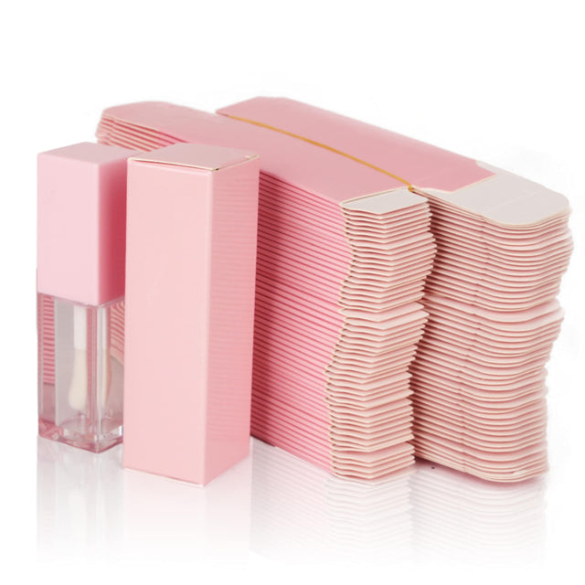 25pcs 25 * 25 * 86mm Craft paper box for lip gloss 350gms lipstick packing box for lipgloss tubes(pink paper box 25pcs) (Pink)