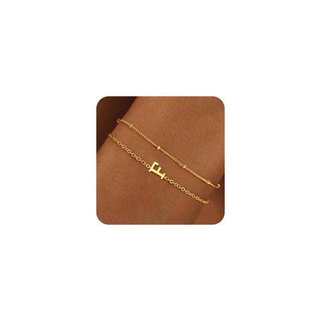 BAYLAY Gold Initial Bracelets for Women Gifts - 18K Gold Plated
