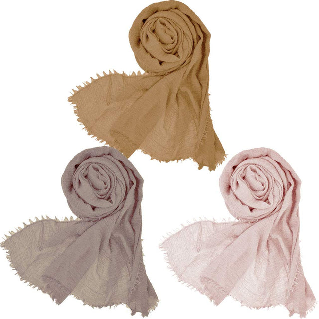 Wobe 3 Pcs Women Soft Cotton Hemp Scarf Shawl Long Scarves