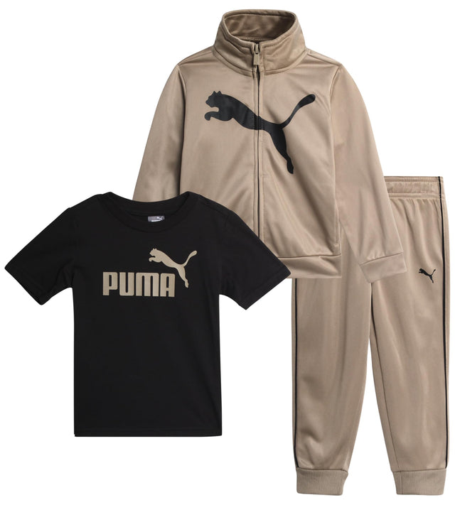 PUMA Toddler Boys Pants Set - 3 Piece Athletic T-Shirt Zip Up Jacket
