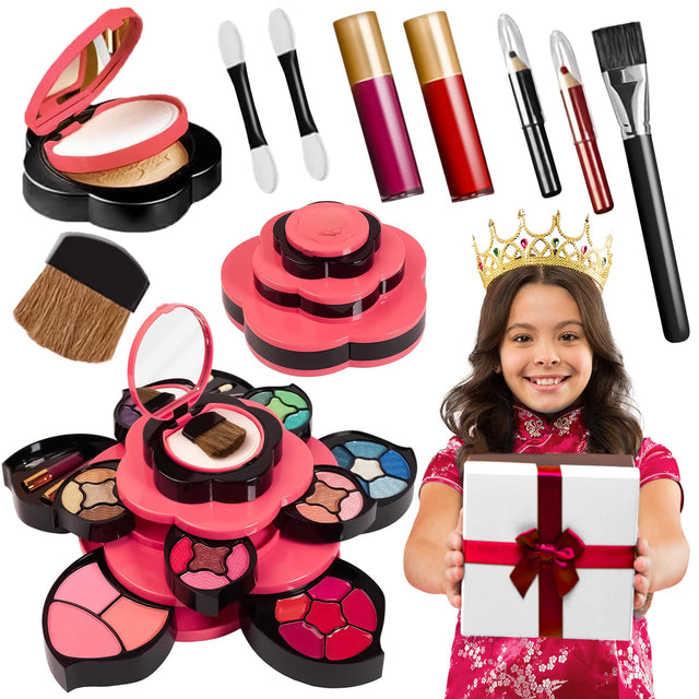 Toysical Makeup Kit for Teens - Flower Palette Gift Set for Teen Girls and Women - Makeup for Girls 10-12 - Petals Expand to 3 Tiers - Variety Shade Array - Full Starter Kit for Beginners