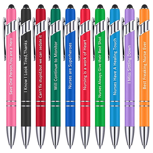 Funny Pen Set - 10 Metal Click Ballpoint Pens