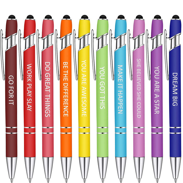 Funny Pen Set - 10 Metal Click Ballpoint Pens