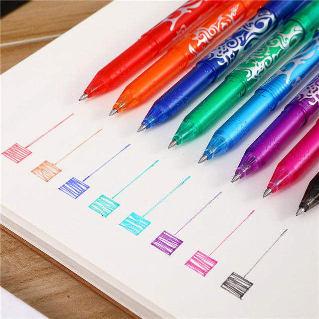 8-Color Erasable Gel Pens - 0.5mm Ballpoint Pens