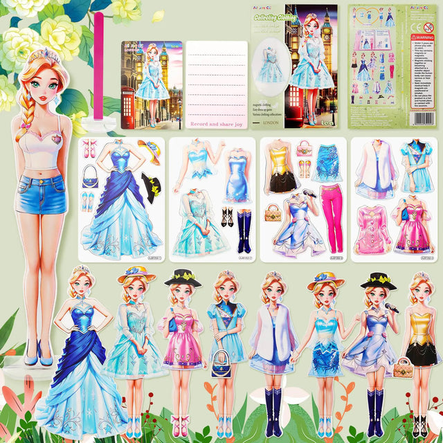 PainZieteg Magnetic Dress Up Dolls Magnetic Princess Dress Up Paper Dolls Magnetic Dress Up Dolls for Girls Ages 4-7 Learning Created Imagine Set Birthday Gift (Lea)