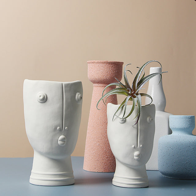 Abstract Ceramic Face Planter for Creative Home Decor