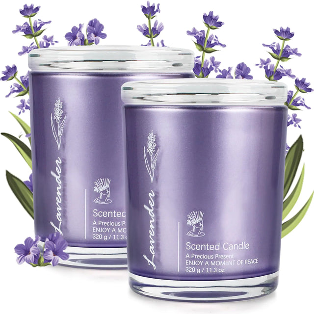 Lavender Candles for Home Scented 2 Pack 23oz Large Jar Lavender Candle Aromatherapy Highly Fragranced Scented Candle Set Candles Gifts for Women Mom Healing Candles Luxury Candles for Home