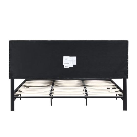 Upholstered Platform Bed Frame With Linen Headboard