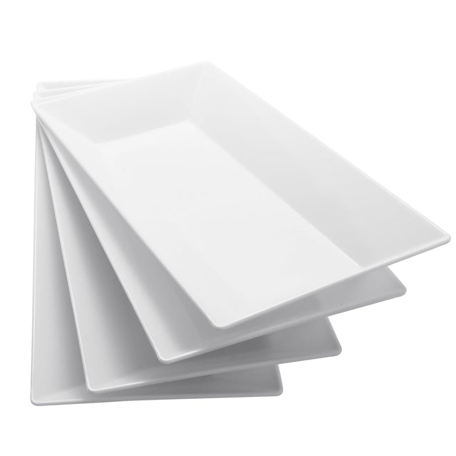 Plastic Serving Trays for Parties Reusable White Serving Platters and Trays for Entertaining Snacks Fruit Cookies Dessert in Wedding Party Kitchen/Pantry Organization (4Pack 13in)