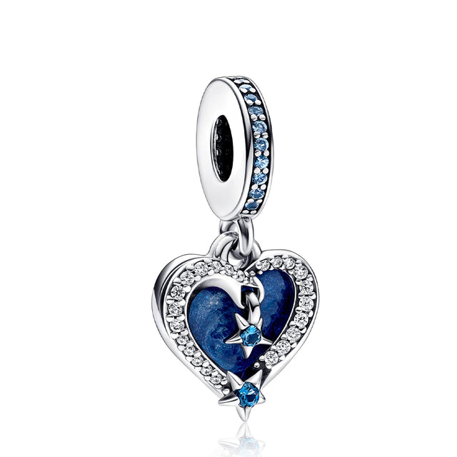 MGIUL Celestial Shooting Star Heart Charm Beads for Women Bracelets Necklaces 925 Sterling Silver Pendants Jewelry Gift