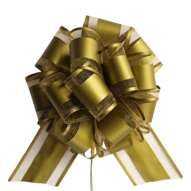 5 Pieces 6 inches Large Pull Bows Bow for Gift Wrapping Basket Decoration Party Birthday Gift Wedding Ribbon Bow Valentines Day Gift Decoration (Gold)