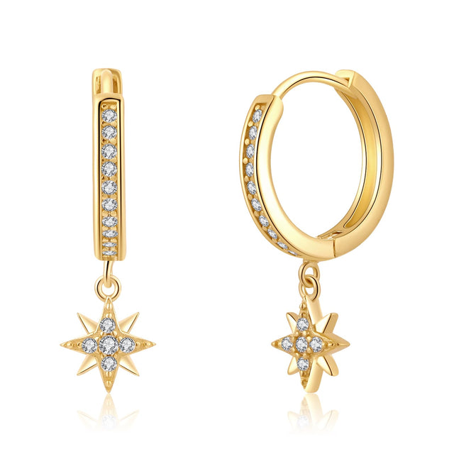 ToHeart Gold Hoop Earrings 14k Gold Earrings Dangle Star Dangle
