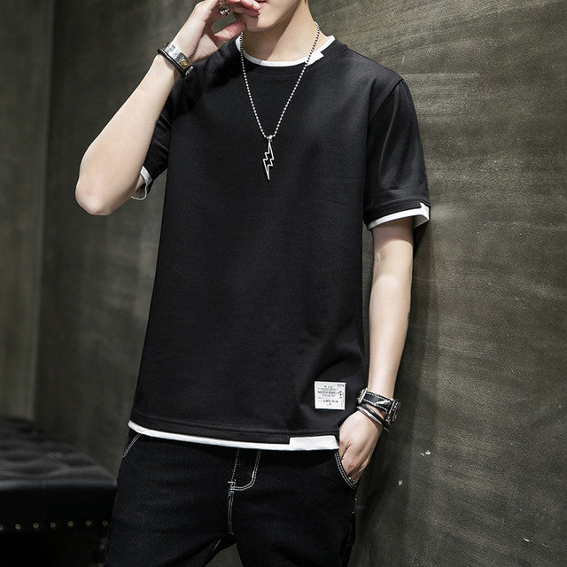 Stylish Men's Summer Two-Piece Spliced Pullover T-shirts