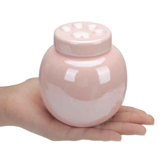 DiDiBirDi Cat Urn for Ashe Medium Pink Paw Prints Dog Keepsake