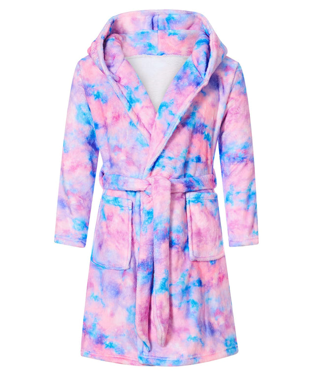 AIDEAONE Teens Girls Robes Purple Hooded Bathrobe Soft Flannel