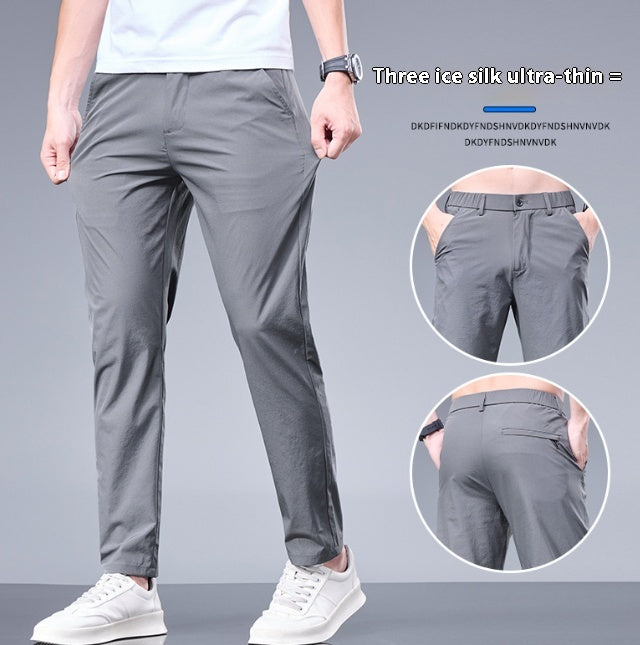 Ice Silk Casual Pants Men's Thin Trendy Trousers