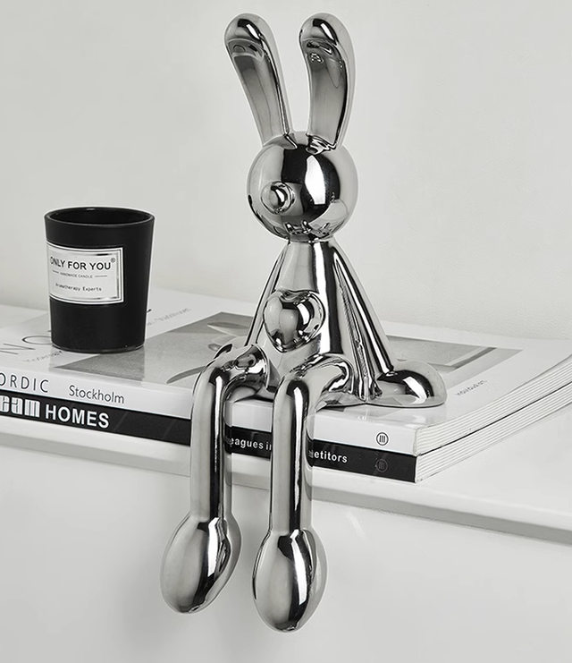 Electroplated Rabbit Figurine for Home Decor (Single)