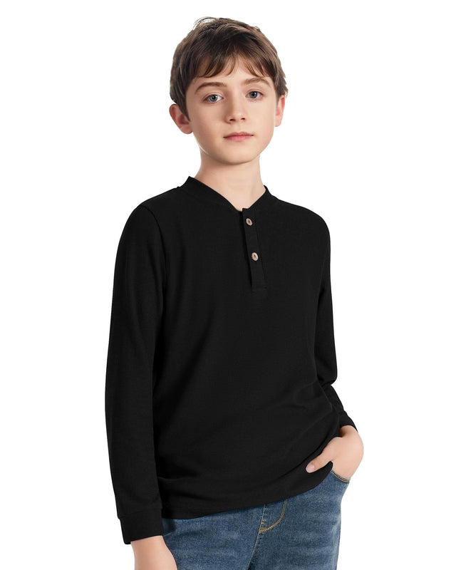 Boys Henley Long Sleeve Shirts Cotton T-Shirts for Boys SpringFall