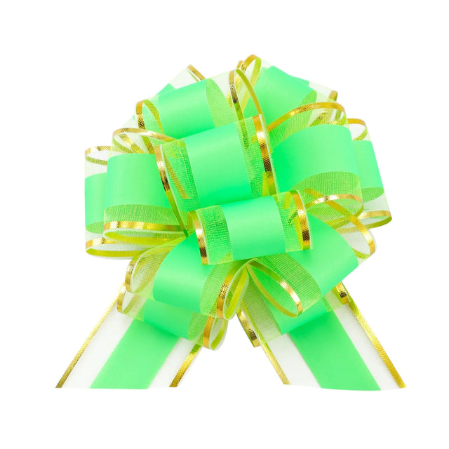 6 Pieces Gift Wrap Ribbon Pull Bows (6" Wide); Easy and Fast Gift Wrapping Accessory for Christmas Gifts Bows Baskets Wine Bottles Decoration Gift Wrapping and Decoration Present (Green)