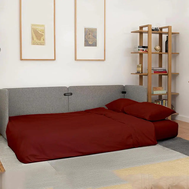 Sleeper Sofa Bed Sheet Set - 4 PCs Sleeper Sofa Sheet Set - Sleeper Sofa Sheets - 100% Burshed Microfiber Queen Sofa Bedsheets Easily Fits Upto 6" Drop - Sofa Bedsheets -Burgundy Sofa Sleeper Sheets