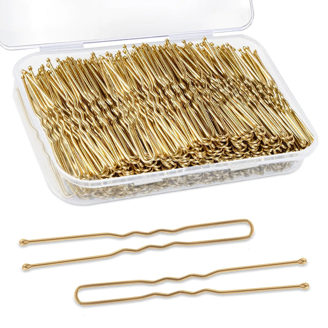 U Shaped Hair Pins AITRAI 240Pcs Blonde Hair Pins U Bobby Pins Bun Hair Pins for Women with Storage Box 2.4inch
