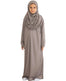 Prien Kids Prayer Dress Muslim Clothes for Girls Long Sleeve Abaya with Hijab Two Piece Maxi Islamic Set Scarf Kaftan Jilbab (Deep Mink)