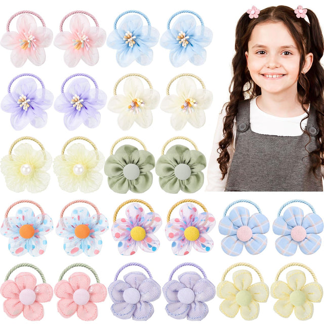 obeoby 24 Pcs Toddler Hair Ties Girls Hair Accessories Baby Flower Hair
