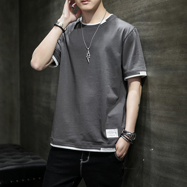 Stylish Men's Summer Two-Piece Spliced Pullover T-shirts