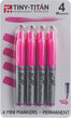 Tiny-Titan Mini Markers Mini Markers Keychain Clip Golf Ball Marker Clip On Nurses Badge - Mini Markers - PINK Ink - Fine Point - 4 Pens Per Pack
