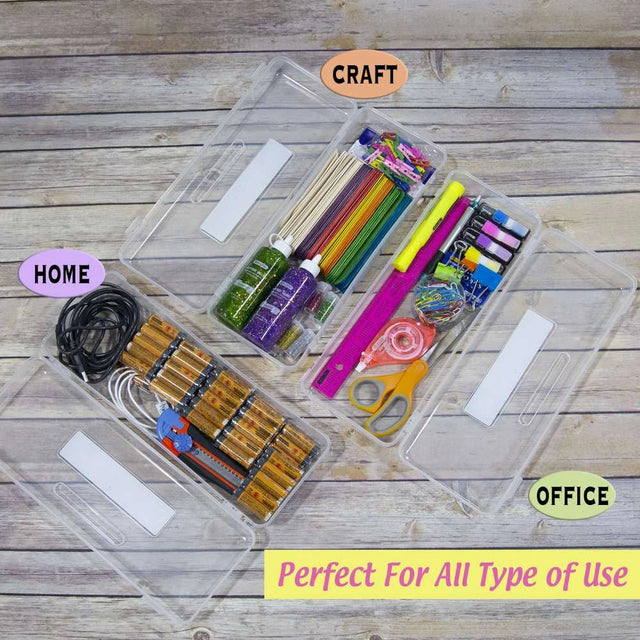 Pencil Case Multipurpose Utility Box Ruler Length – Clear