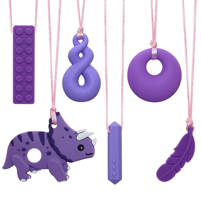 Chewy Necklaces for Sensory Kids Boys and Girls Silicone Dinosaur