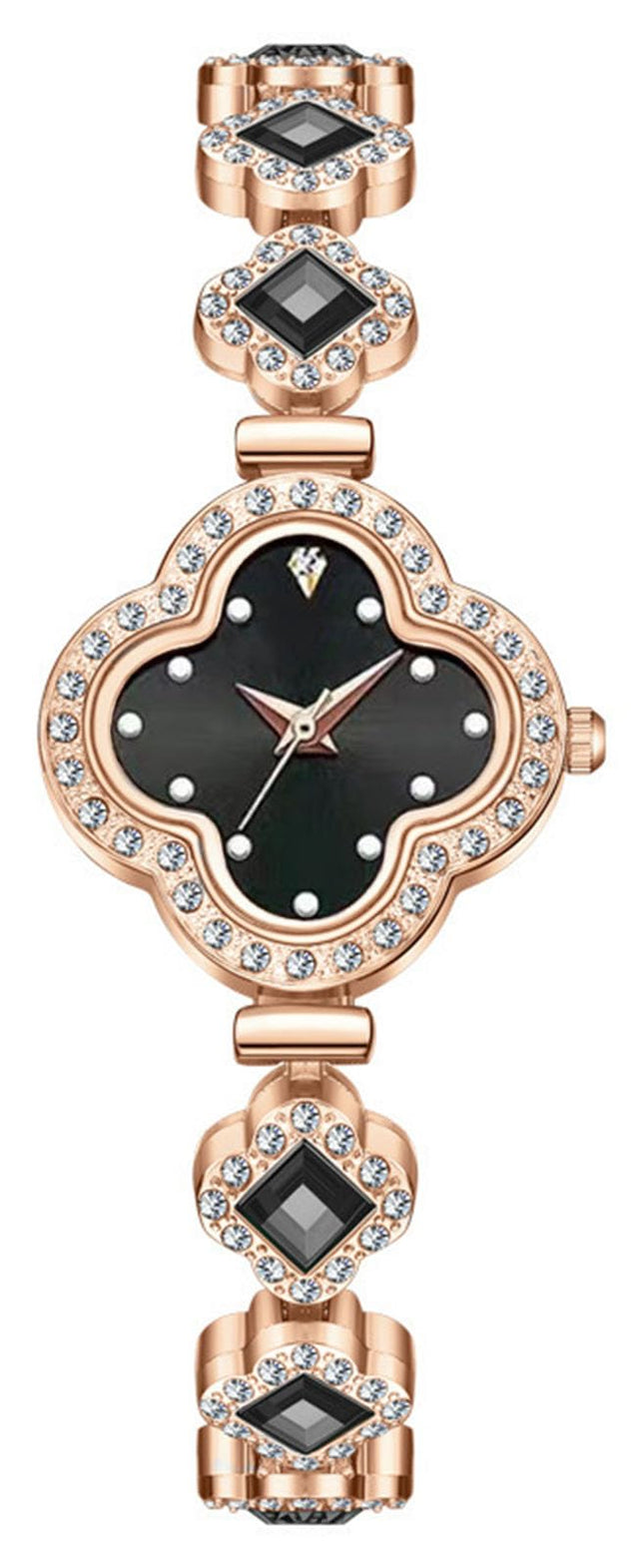 ADSBIAOYE Luxury Women Wrist Watches Unique Rose Gold Diamond Bracelet Watch Fashion Dress Quartz Watches for Women Gift (01 Black)