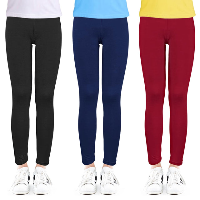slaixiu 3 Pack Girls Leggings Soft & Stretchy Leggings for Girls Kids