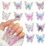 12Pcs Butterfly Nail Charms 3D Mix Color Aurora Bling Butterfly Nail Charms 3D Gold Silver Nail Rhinestones Colorful Butterfly Charms Nail Jewelry Resin Mold Crafts Design for Women Acrylic Nails