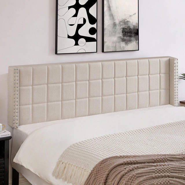 VECELO Linen Upholstered Headboard for King Size Bed Tufted