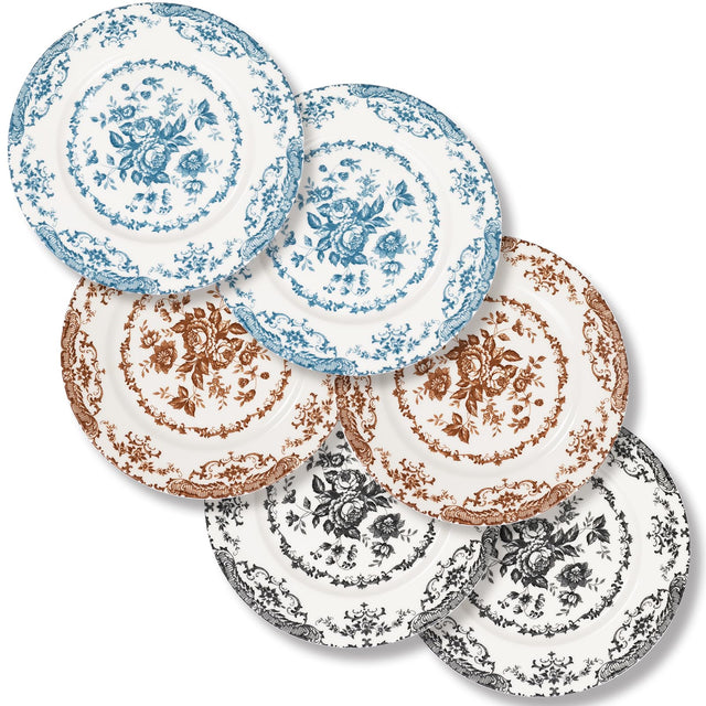 HomeElves Salad Plates 8.5 Inch Ceramic Plates Set of 6 Kitchen