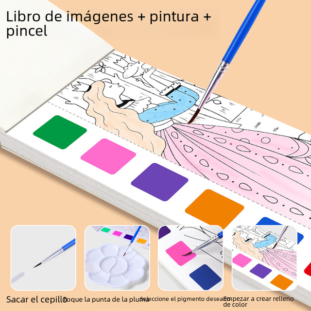 Kids Watercolor Coloring Book with Portable Paints