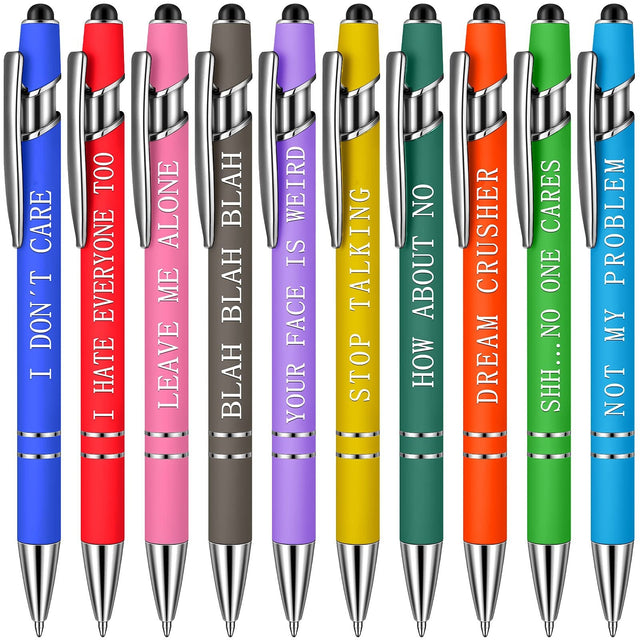 Funny Pen Set - 10 Metal Click Ballpoint Pens